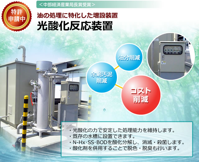 油の処理に特化した増設装置-光酸化反応装置-